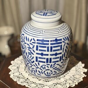 Vintage Blue and White Ginger Jar